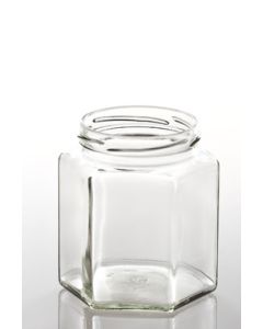 Jar Glass Hexagonal 500g + Lid (Pack 44)