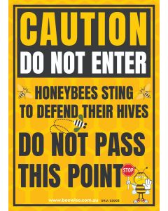 Sticker: Caution Bees Do Not Enter 25cm x 35cm