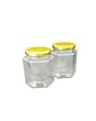 Jar Glass Hexagonal 730mL / 1kg + Gold Lid