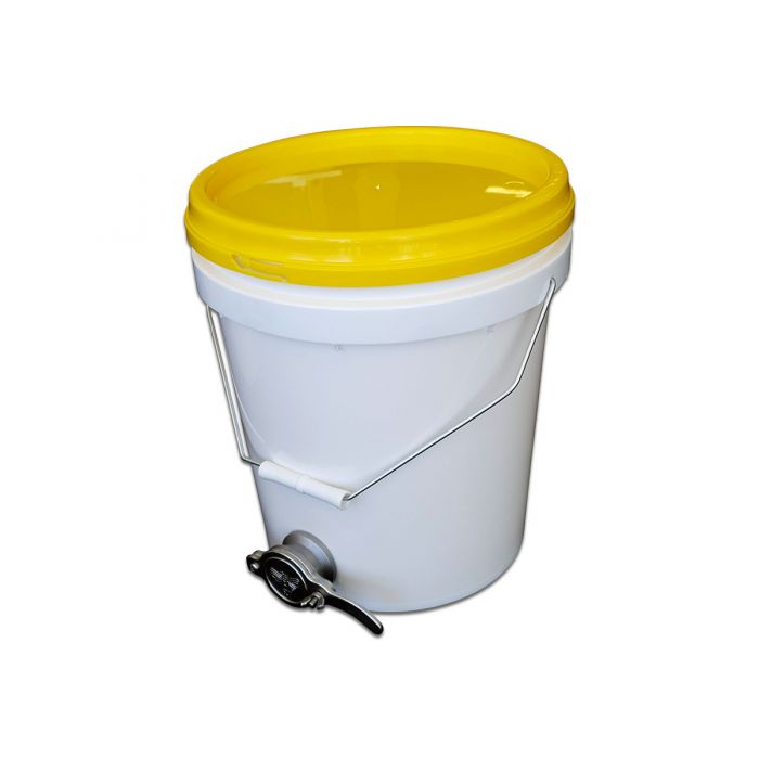 Bucket 15L (20kg) Food Grade PP w Lid, Stainless-Steel Honey Gate.