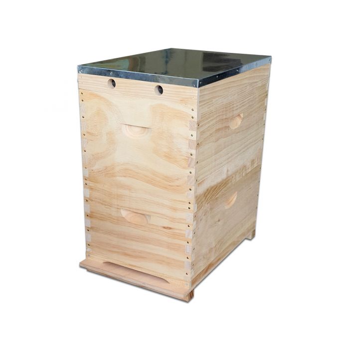 8F F/Depth Beehive Kit (Brood & Super) complete with assembled cover, Weathertex base, 16 frames, 16 pure WA beeswax foundation, SS Frame Wire & Queen Excluder, Nails, DIY Assembly Instructions