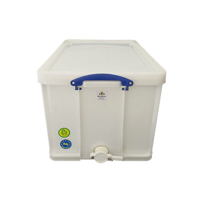 Uncapping/Sticky Storage tub 84L with latched cover SS perforated strainer insert & honey gate