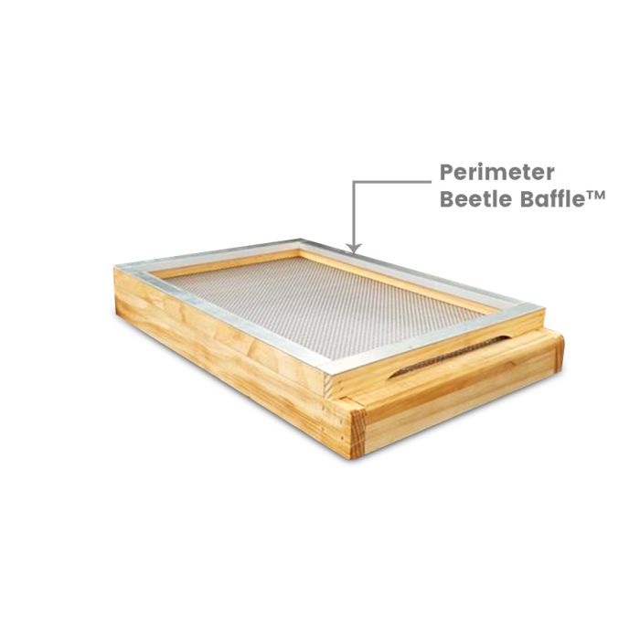 Bottom Board 8F with Beetle Baffle, SS screen plus tray for Varroa, SHB, Wax Moth management - Wax Dipped
