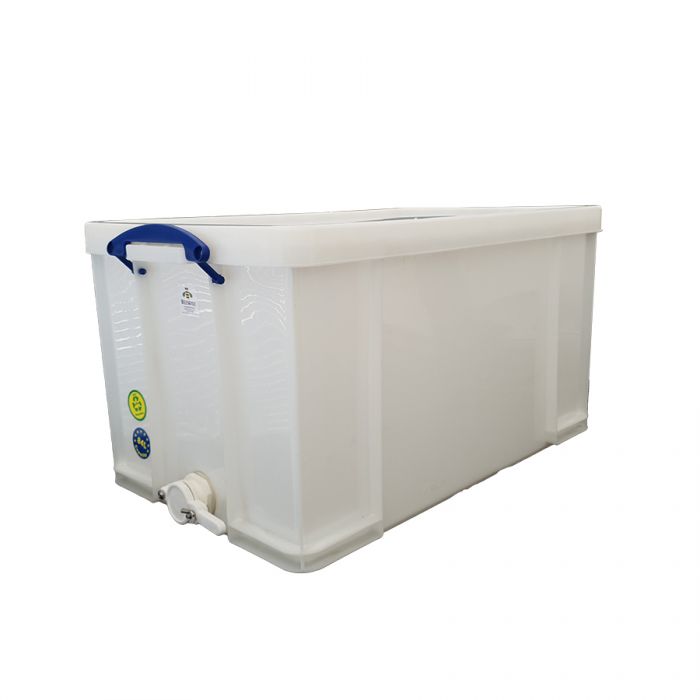 Uncapping/Sticky Storage tub 84L with latched cover SS perforated strainer insert & honey gate