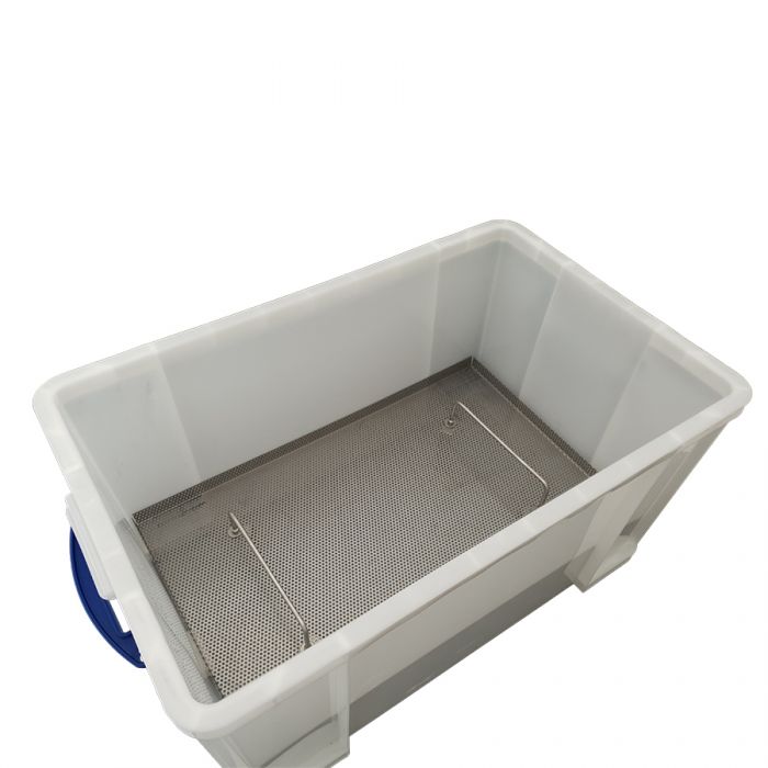 Uncapping/Sticky Storage tub 84L with latched cover SS perforated strainer insert & honey gate