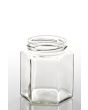 Jar Glass Hexagonal 500g + Lid (Min 10 Ship)