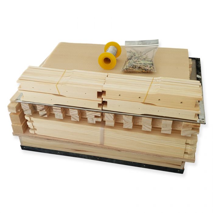 8F F/Depth Beehive Kit (Brood & Super) complete with assembled cover, Weathertex base, 16 frames, 16 pure WA beeswax foundation, SS Frame Wire & Queen Excluder, Nails, DIY Assembly Instructions