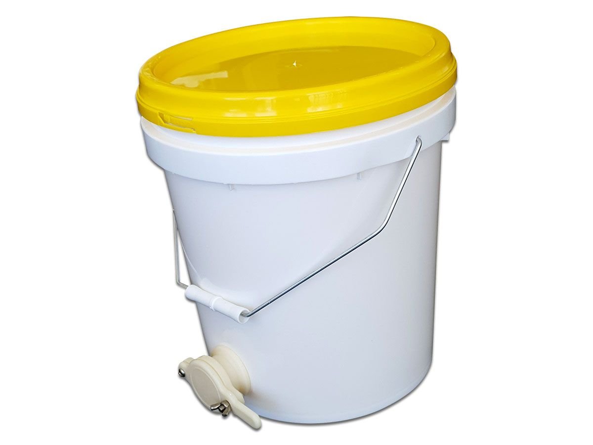 Bucket 15L (20kg) Food Grade PP w Lid, Plastic Honey Gate
